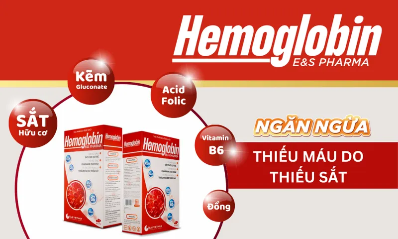 Viên sắt hữu cơ Hemoglobin E&S Pharma cho bà bầu - Hỗ trợ bổ sung sắt và giảm thiếu máu, 30 viên