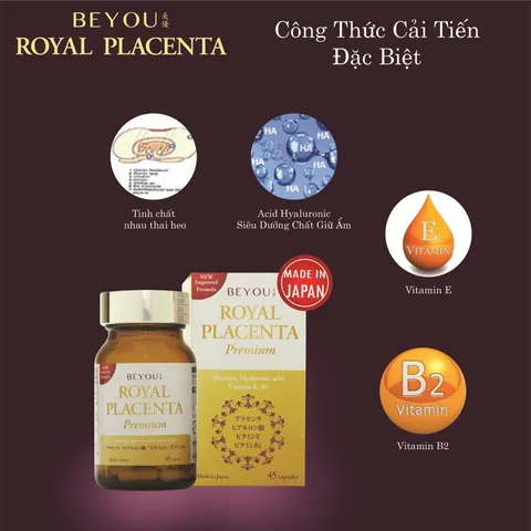 Viên Uống Làm Đẹp Da Waki Beyou Royal Placenta - Hỗ Trợ Cải Thiện Sắc Da, Duy Trì Độ Ẩm và Đàn Hồi, Xuất Xứ Nhật Bản