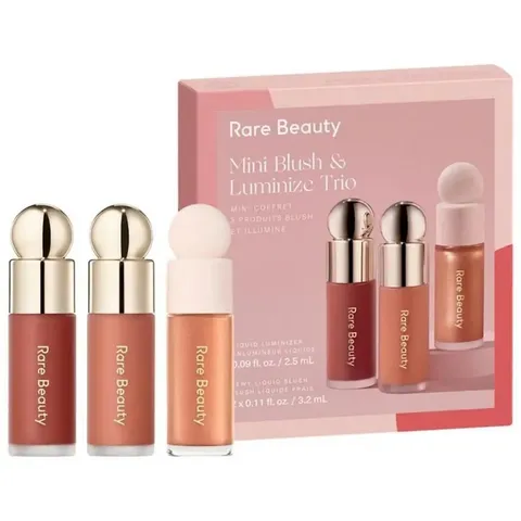 Set má hồng kem Rare Beauty Mini Blush & Luminize Trio - Trang điểm tự nhiên rạng rỡ từ Selena Gomez - Bộ 3 sản phẩm chất lượng cao