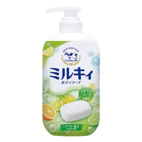Sữa Tắm Organic Cow Brand Milky Body Soap Nhật Bản 550ml - Sản phẩm tự nhiên cho da nhạy cảm, không paraben, hương cam chanh tươi mát