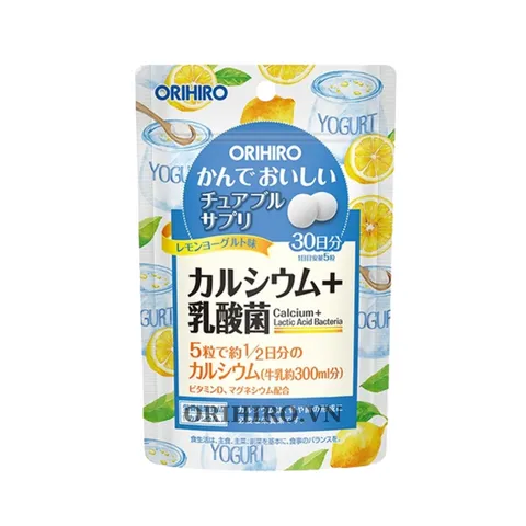 Viên nhai Canxi và Lợi khuẩn Orihiro vị sữa chua chanh của Nhật