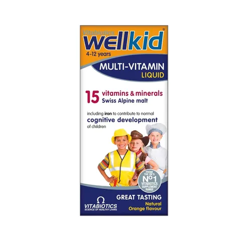 Siro Wellkid Multivitamin Liquid 150ml - Vitamin tổng hợp cho trẻ từ 4-12 tuổi, tăng cường sức đề kháng và phát triển toàn diện