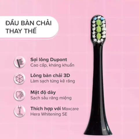 Bộ 2 Đầu Bàn Chải Dupont Cho Bàn Chải Điện Maxcare Hera Whitening SE - Lông Mềm êm Dịu, Làm Sạch Sâu, Thay Thế Dễ Dàng