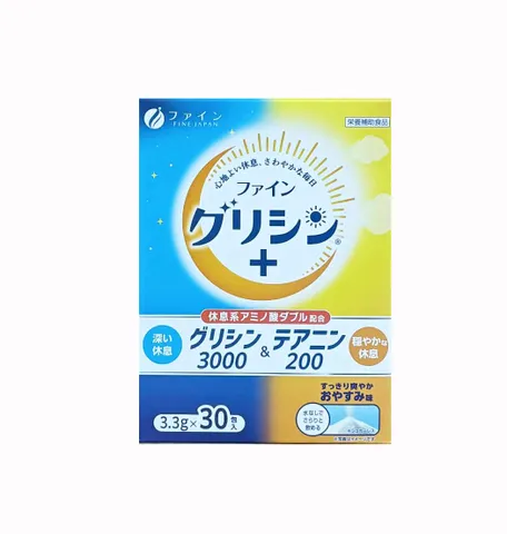 Bột Uống Hỗ Trợ Giấc Ngủ Fine Japan Glycine & Theanine - Giúp Ngủ Sâu, Giảm Căng Thẳng, Hộp 30 Gói Pha Uống Hương Chanh Dễ Uống