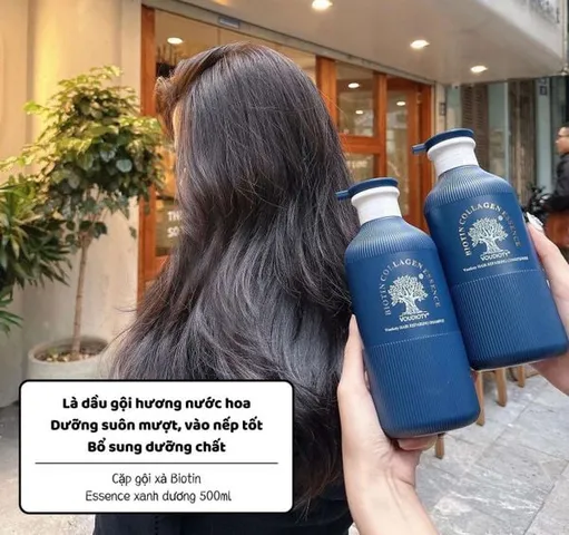 Cặp Dầu Gội Xả Biotin & Collagen Blue Voudioty 500ml - Hương Nước Hoa Giúp Tóc Mềm Mượt & Khỏe Mạnh
