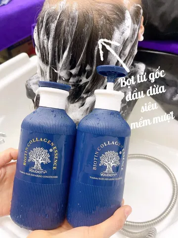 Cặp Dầu Gội Xả Biotin & Collagen Blue Voudioty 500ml - Hương Nước Hoa Giúp Tóc Mềm Mượt & Khỏe Mạnh