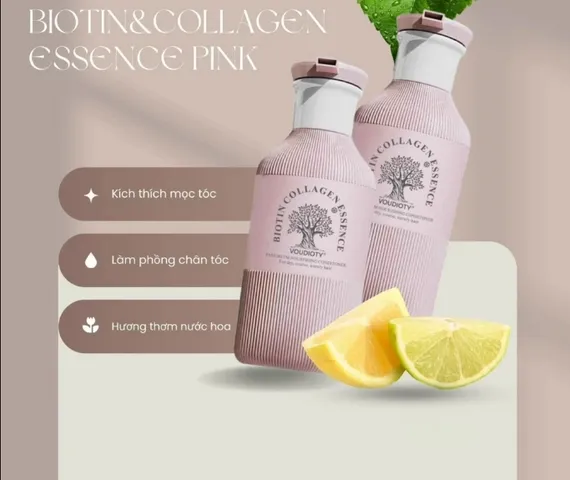 (Hàng nhập khẩu) Cặp dầu gội xả phục hồi Biotin & Collagen Essence Voudioty hồng