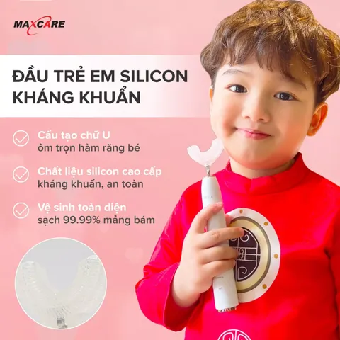 Đầu Bàn Chải Điện Trẻ Em Chữ U Maxcare Hera Whitening - Thiết Kế Êm Dịu, Dành Cho Trẻ Từ 2-9 Tuổi