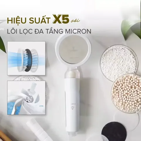 Đầu Vòi Hoa Sen Tăng Áp Ionpolis - Bộ Lọc Nước Đa Tầng, Tiết Kiệm Nước, Trải Nghiệm Tắm Sạch Sâu và Dễ Chịu