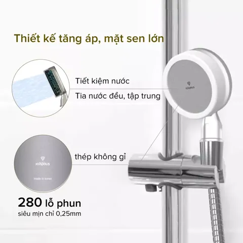 Đầu Vòi Hoa Sen Tăng Áp Ionpolis - Bộ Lọc Nước Đa Tầng, Tiết Kiệm Nước, Trải Nghiệm Tắm Sạch Sâu và Dễ Chịu