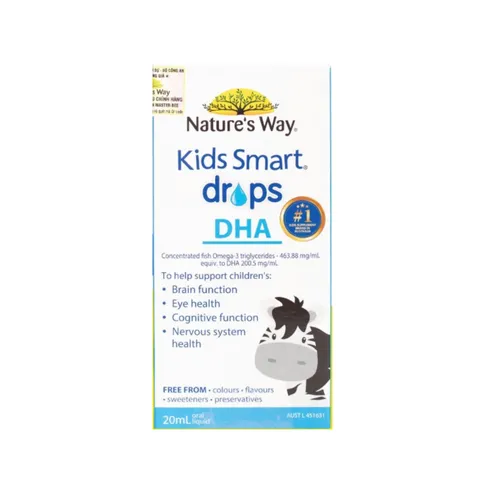 DHA Nature's Way Kids Smart Drops 20ml - Bổ Sung DHA Hỗ Trợ Phát Triển Não Bộ, Thị Lực Cho Trẻ Em Từ 1 Tháng Tuổi
