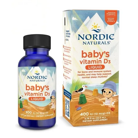 Siro Vitamin D3 Nordic Naturals Mỹ cho trẻ sơ sinh - Hỗ trợ phát triển xương và hệ miễn dịch, dạng lỏng, không mùi vị, 22.5ml