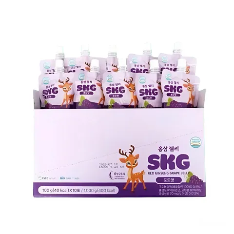 Thạch Hồng Sâm Vị Nho SKG Hàn Quốc - Hỗ Trợ Năng Lượng, Tăng Cường Sức Khỏe Cho Người Lớn Và Trẻ Em, Hộp 10 Gói