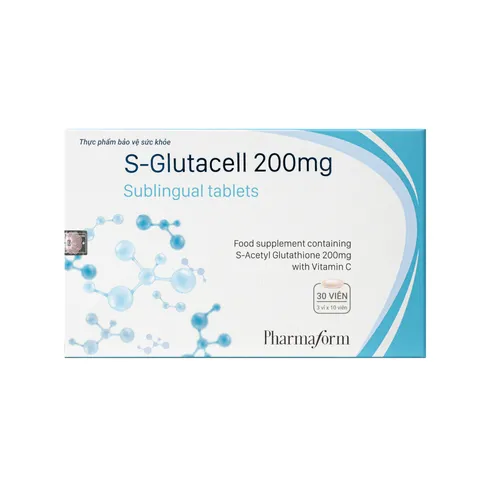 Viên ngậm giảm nám, trắng da Pharmaform S-Glutacell 200mg - Bổ sung L-Glutathione và Vitamin C cho làn da khỏe mạnh, sáng bóng