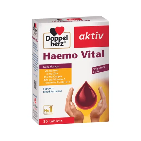 Viên Uống Bổ Sung Sắt Doppelherz Haemo Vital - Hỗ Trợ Thiếu Máu, Vitamin & Khoáng Chất Dành Cho Phụ Nữ Mang Thai & Trẻ Trên 10 Tuổi