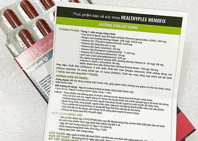 Viên Uống Hỗ Trợ Não Bộ HealthyPlex Memofix 30 Viên - Tăng Cường Trí Nhớ, Bổ Sung Vitamin Tự Nhiên, Dành Cho Người Trưởng Thành