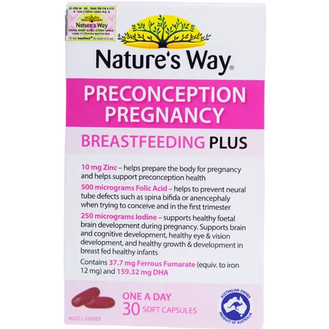 Vitamin cho Bà Bầu Nature's Way PreConception – Bổ Sung DHA, EPA, Vitamin và Khoáng Chất cho Thai Kỳ và Cho Con Bú – Hỗ Trợ Sức Khỏe Tổng Thể