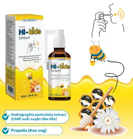 Xịt Họng Keo Ong Hi-Kids Spray 20ml - Hỗ Trợ Giảm Ho Tự Nhiên Cho Trẻ Từ 1 Tuổi - Sản Phẩm Chăm Sóc Cổ Họng An Toàn
