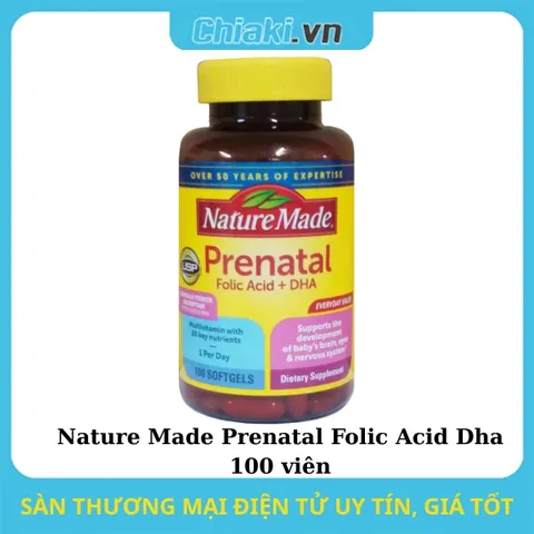 [Hàng Nhập khẩu] Vitamin tổng hợp dành cho bà bầu Nature Made Prenatal Folic Acid + DHA - 150 viên hỗ trợ sức khỏe mẹ và sự phát triển thai nhi, ngăn dị tật ống thần kinh.