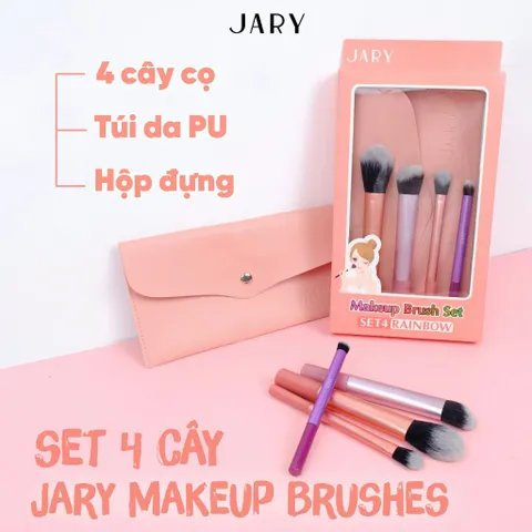 Bộ Cọ Trang Điểm Jary Makeup Brush Rainbow 4 Cây - Set Cọ Lý Tưởng Cho Người Mới Bắt Đầu Tập Makeup, Thiết Kế Tiện Dụng, Màu Sắc Đẹp Mắt