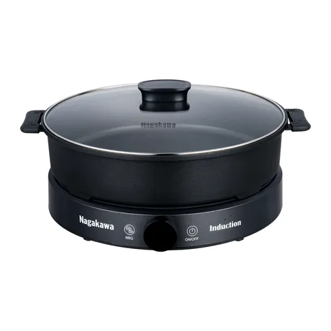 Bếp Điện Từ Đa Năng Nagakawa NAG0716 - 2000W, 9 Mức Nấu, Tích Hợp BBQ & Tặng Kèm Nồi Lẩu, Vỉ Nướng Nguyên Khối
