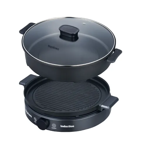 Bếp Điện Từ Đa Năng Nagakawa NAG0716 - 2000W, 9 Mức Nấu, Tích Hợp BBQ & Tặng Kèm Nồi Lẩu, Vỉ Nướng Nguyên Khối