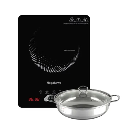 Bếp Điện Từ Đơn Nagakawa NIC6126 - Công Suất 2000W, Kèm Nồi Inox 28cm, Thiết Kế Tiết Kiệm Diện Tích, 5 Chế Độ Nấu Tiện Lợi