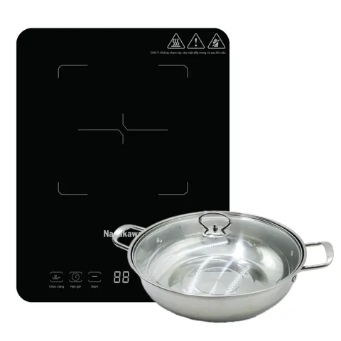 Bếp Điện Từ Nagakawa NAG0714 - Công Suất 2000W, Mặt Kính Chịu Lực, 10 Mức Điều Chỉnh, Tặng Kèm Nồi Lẩu Inox Tiện Dụng