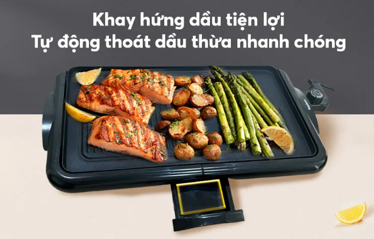 Bếp Nướng Điện Nagakawa NAG3105 2000W - Chống Dính Teflon, 5 Mức Nhiệt Độ, Tự Ngắt Quá Nhiệt - Thiết Kế Gọn Nhẹ, Tiện Lợi