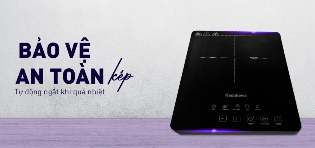 Bếp từ đơn Nagakawa NAG0718 - Bếp nấu cảm ứng 2000W, 8 mức công suất, kèm nồi lẩu, thiết kế sang trọng, dễ vệ sinh, tiện lợi cho mọi bữa ăn