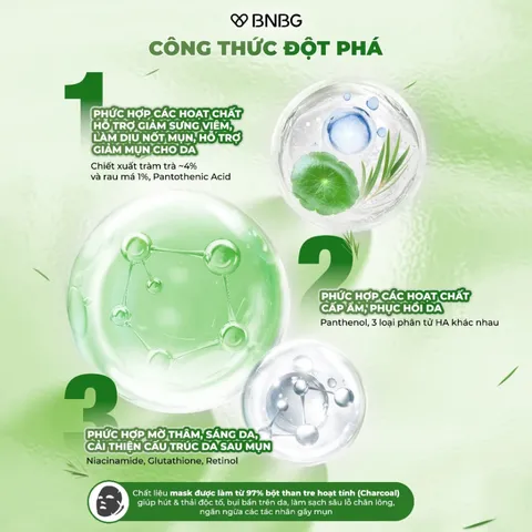 Hộp 10 Mặt Nạ Tràm Trà BNBG Vita Tea Tree Healing - Dưỡng Ẩm, Giảm Mụn, Làm Sáng Da cho Mọi Loại Da
