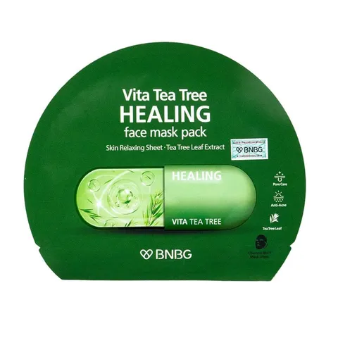 Hộp 10 Mặt Nạ Tràm Trà BNBG Vita Tea Tree Healing - Dưỡng Ẩm, Giảm Mụn, Làm Sáng Da cho Mọi Loại Da