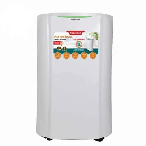 Máy Hút Ẩm Lọc Không Khí Nagakawa NAD8569 25L - Công Suất 25L/ngày, Tích Hợp Lọc HEPA H13, Phù Hợp 40-50m², Chức Năng Sấy Quần Áo