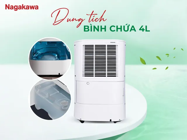 Máy Hút Ẩm Lọc Không Khí Nagakawa NAD8569 25L - Công Suất 25L/ngày, Tích Hợp Lọc HEPA H13, Phù Hợp 40-50m², Chức Năng Sấy Quần Áo