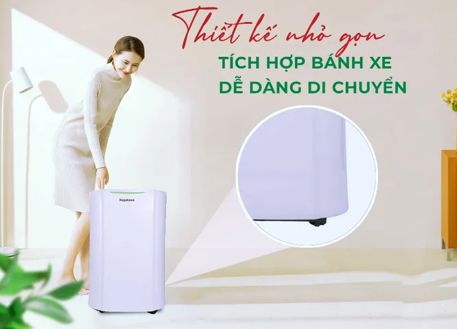 Máy Hút Ẩm Lọc Không Khí Nagakawa NAD8569 25L - Công Suất 25L/ngày, Tích Hợp Lọc HEPA H13, Phù Hợp 40-50m², Chức Năng Sấy Quần Áo