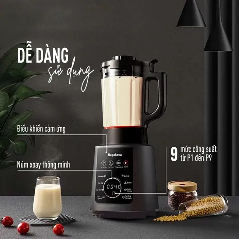 Máy làm sữa hạt đa năng Nagakawa NAG0824 - 8 Chế Độ Thông Minh, Công Suất 1200W, Chất Liệu Thủy Tinh Chịu Nhiệt, Tự Động Vệ Sinh