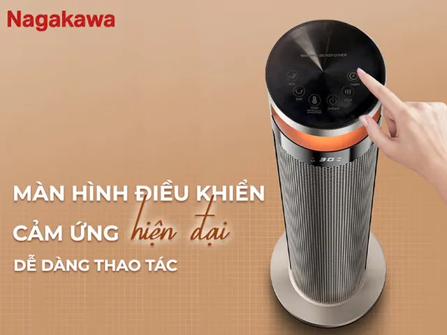 Máy Sưởi Gốm Nagakawa NEH8389 2000W - Tiết Kiệm Điện, Điều Khiển Từ Xa, Hẹn Giờ 12h, Công Nghệ PTC, An Toàn Khi Sử Dụng