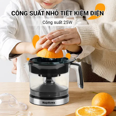 Máy Vắt Cam Nagakawa NAG0814 - Dung Tích 750ml, Tự Động Đảo Chiều, Vắt Kiệt, Tiết Kiệm Thời Gian Cho Gia Đình