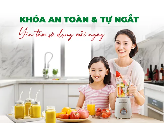 Máy xay sinh tố Nagakawa NEB3232 - Công suất 330W, 2 cối, lưỡi dao inox 304 cho sinh tố, cháo, gia vị - Thiết kế nhỏ gọn, tiện dụng