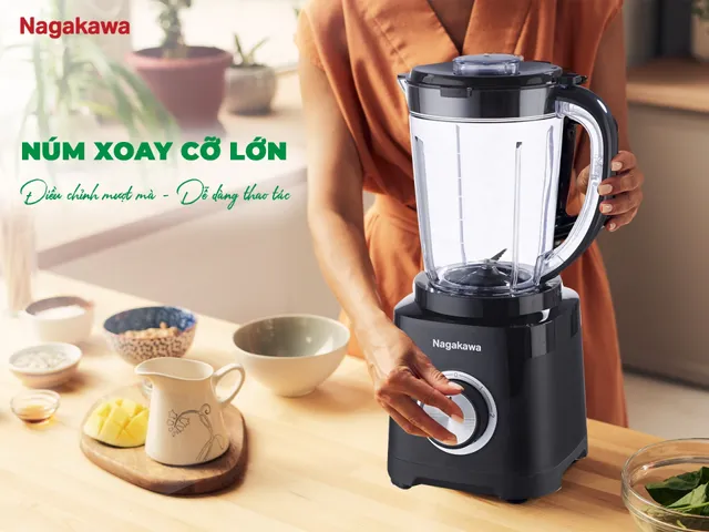 Máy Xay Sinh Tố Nagakawa NEB3234 500W - Cối Lớn 1.5L & Cối Nhỏ Xay Hạt, Lưỡi Dao Inox 304 Sắc Bén, Hoàn Hảo Cho Đồ Uống Và Gia Vị Khô