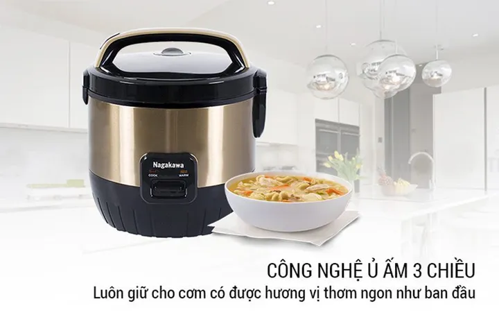 Nồi cơm điện Nagakawa NAG0119 1.8L - Công nghệ ủ ấm 3 chiều giữ vị ngon và độ mềm cơm lâu dài