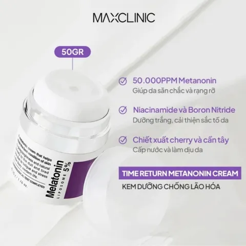 Kem Dưỡng Chống Lão Hoá Maxclinic Time Return Cream 50g - Chăm Sóc Da Mặt, Dưỡng Ẩm, Ngăn Ngừa Thâm Nám, Tái Tạo Collagen