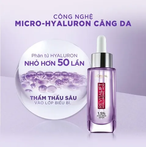 Serum cấp ẩm L'Oreal Revitalift Hyaluronic Acid 1.5% - Dưỡng ẩm chuyên sâu cho mọi loại da, làm căng mịn da 30ml