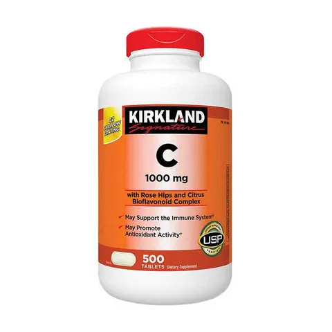 Viên uống Vitamin C 1000mg Kirkland Mỹ - Hộp 500 viên bổ sung vitamin, tăng cường miễn dịch, làm đẹp da, dễ uống vị cam