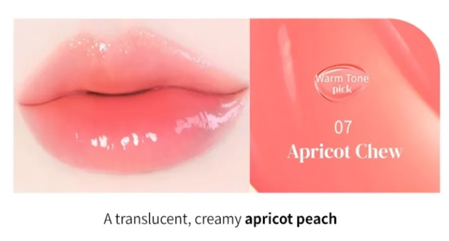 Son Tint Macqueen NewYork Dewy Water Glow Lip 07 Apricot Chew - Son Môi Cam Đào Tự Nhiên, Căng Mọng, Dưỡng Ẩm, Phong Cách Trang Điểm Hằng Ngày