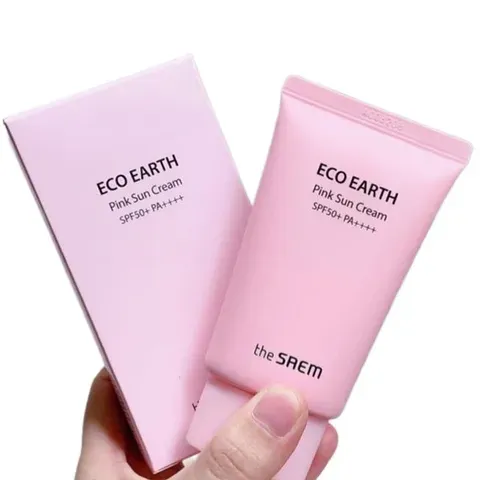 Kem Chống Nắng Giảm Dầu, Nâng Tone Da Sáng Hồng The Saem Eco Earth Power Pink Sun Cream SPF50+/PA++++ 50Gr