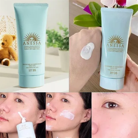 Gel Chống Nắng Anessa Xanh Moisture UV SPF35 PA+++ 90g - Kem Chống Nắng Dành Cho Da Nhạy Cảm, Bảo Vệ Tia UV Mặt Trời