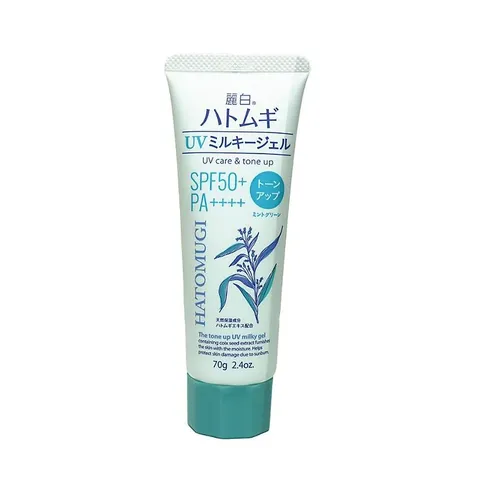 Kem Chống Nắng Nâng Tone Và Dưỡng Ẩm Da Hatomugi Spf50+ Pa++++ (Xanh Bạc Hà) 70G