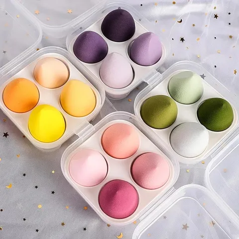 Set 4 Bông Mút Trang Điểm Hình Giọt Nước - Bông Mút Makeup Cao Cấp Cho Lớp Trang Điểm Mịn Màng Tự Nhiên