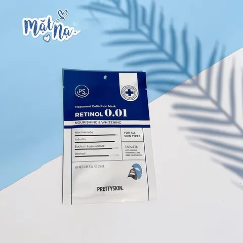 Hộp 10 miếng Mặt Nạ Retinol Prettyskin Màu Xanh Đậm Chính Hãng Hỗ trợ tái tạo làm trắng da
